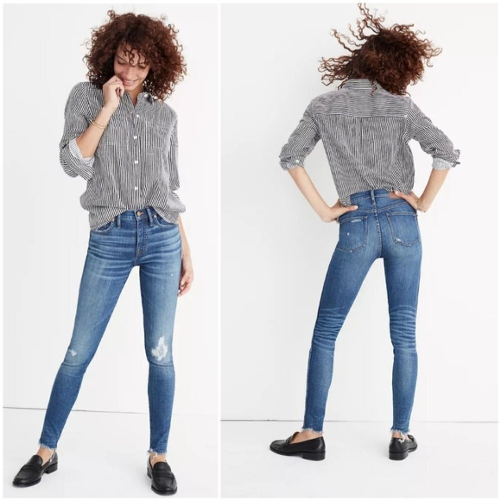 Madewell 9" High-Rise Skinny Jeans in Allegra Wash: Rip and Repair Edition Sz 26